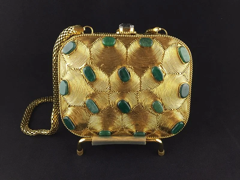 Emerald Green and Gold clutch Must-Have Bags At Irresistible Discounts
