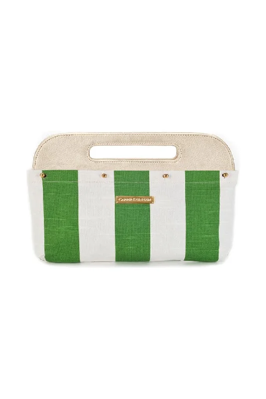 Kelly Green & White Striped Clutch Cover Must-Have Bags With Big Savings