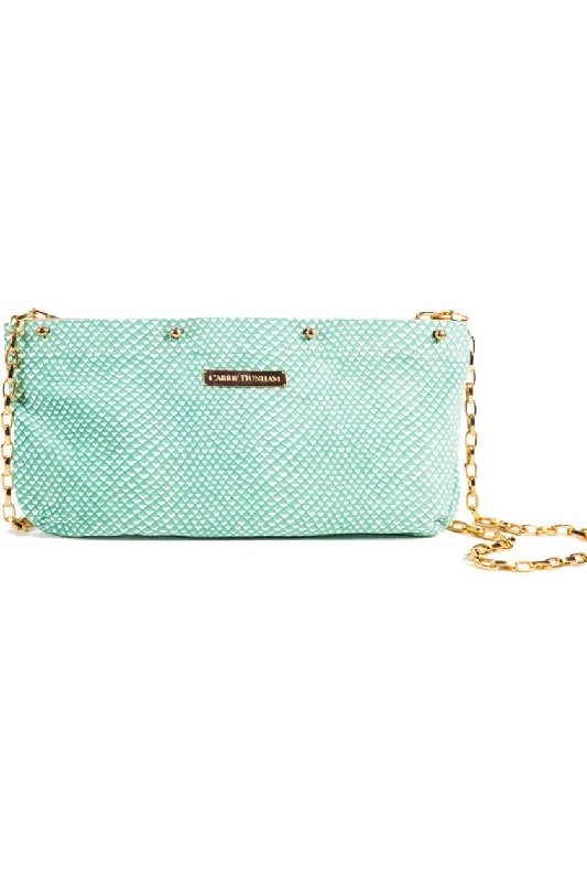 Mint & White Snake Clutch Cover Luxury Bags, Budget Prices
