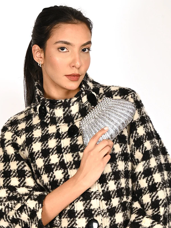 Odette Silver Metal Clutch For Women Affordable Elegance, Grab Yours Now