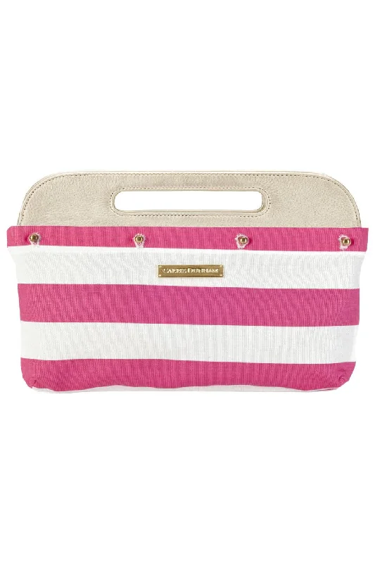 Pink Cabana Striped Clutch Cover Statement Bags With Exclusive Savings