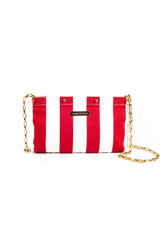 Red & White Striped Clutch Cover Luxury Handbags At Budget-Friendly Rates