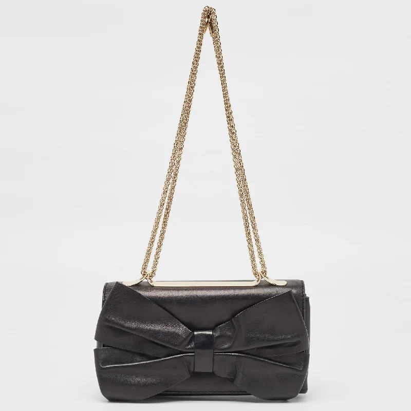 Valentino  Leather Bow Flap Chain Clucth Trendy Purses At Unbeatable Discounts