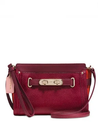 Luxury Bags On Sale Coach Swagger Wristlet in Colorblock Pebble Leather Fashionable Bags With Special Seasonal Offers