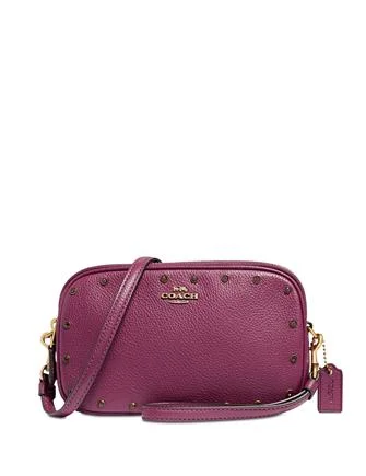 Vintage-Inspired Coach Crystal Border Rivets Crossbody Clutch in Pebble Leather Elegant Bags With Limited Stock Available Vintage-Inspired Coach Crystal Border Rivets Crossbody Clutch in Pebble Leather Elegant Bags With Limited Stock Available