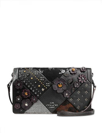 Absurdly Cheap Sale Coach Embellished Canyon Quilt Foldover Crossbody in Glovetanned Leather Timeless Handbags At Reduced Prices