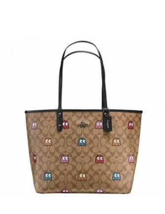 Bid Farewell To The Old Season Coach Pac-Man Signature Reversible City Tote Trendy And Timeless Handbags Now On Sale Bid Farewell To The Old Season Coach Pac-Man Signature Reversible City Tote Trendy And Timeless Handbags Now On Sale