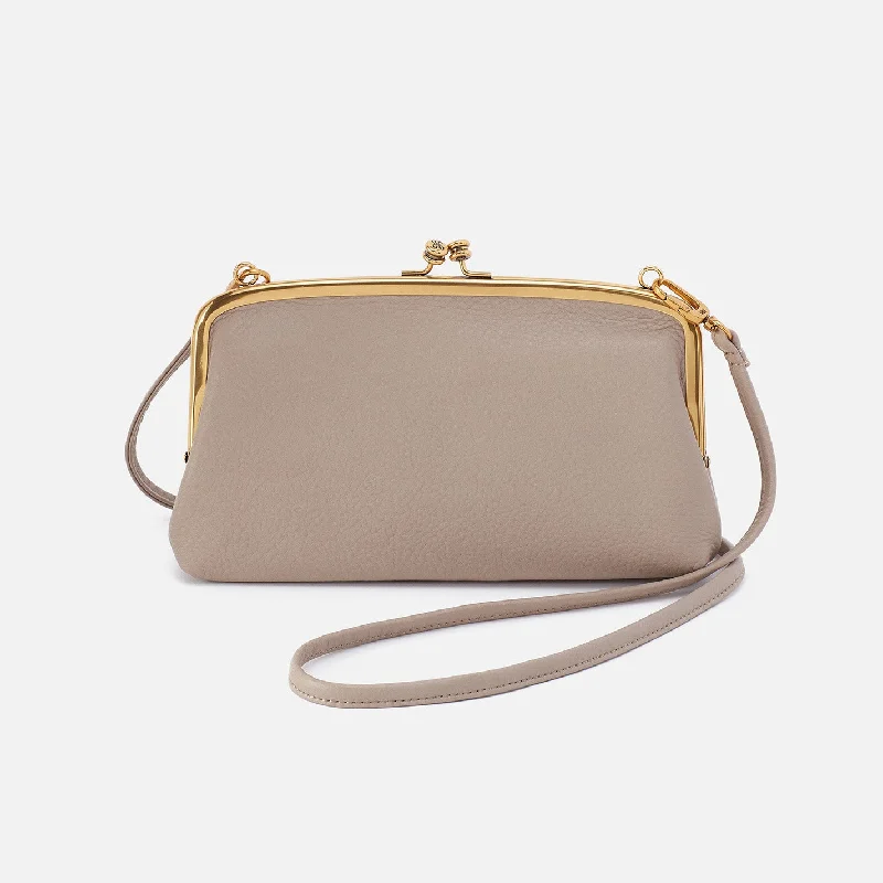Cora Wallet Crossbody In Pebbled Leather - Taupe Designer Bags At Exclusive Clearance Prices