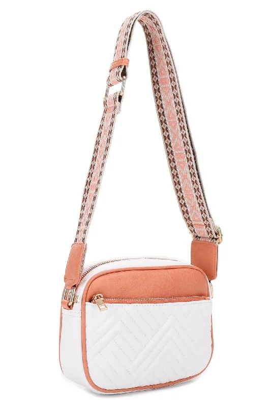 EJ60195 Two Tone Crossbody Bag With Guitar Strap Everyday Elegance At Lower Prices