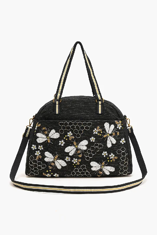 Glamorous Embellished Traveler with Crossbody-Black Bee Trendy Handbags, Limited-Time Sale