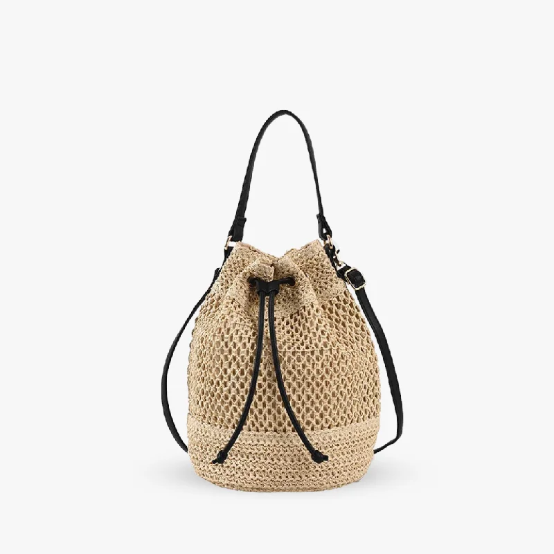 Olives Straw Bucket Bag Modern Handbags With Stylish Discounts