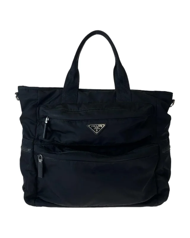 Nylon/Leather Logo Plate Briefcase for Business Professionals Statement Bags At Unbelievable Discounts – Shop Today