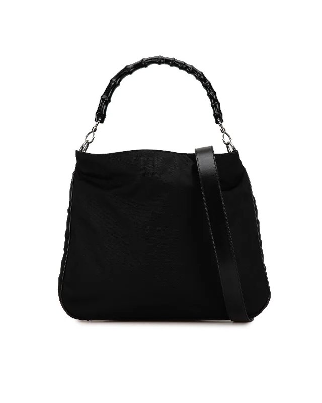 Nylon Satchel with Bamboo Handle and Leather Trim High-End Handbags At Affordable Prices Nylon Satchel with Bamboo Handle and Leather Trim High-End Handbags At Affordable Prices