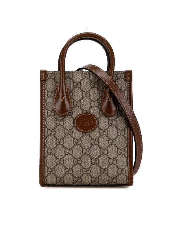 Mini GG Supreme Interlocking G Satchel with Leather Trim and Detachable Strap Limited-Stock Bag Clearance – Hurry