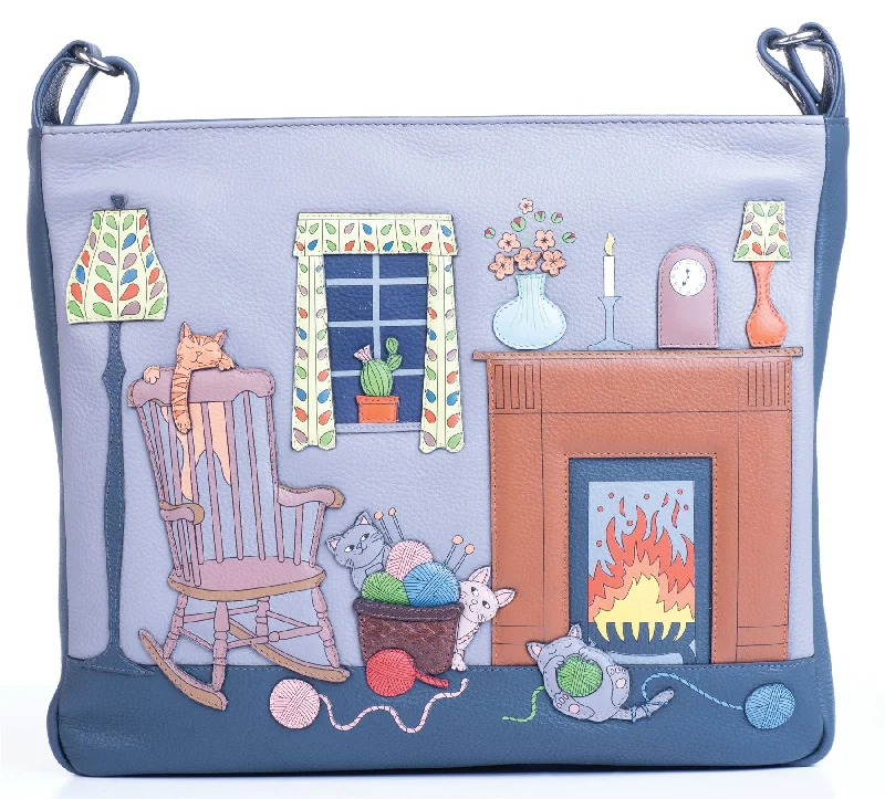 Mala Leather Knitting Cats Collection Leather Shoulder/Cross Body Bag 7235_53 Stylish Totes With Special Discounts