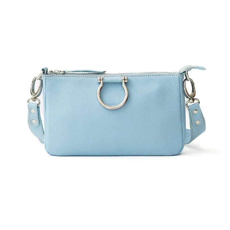 Silver Sky Blue Oil Leather