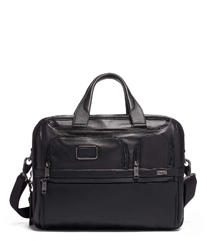 ALPHA 3 Expandable Laptop Briefcase - Black Timeless Handbags At Reduced Prices