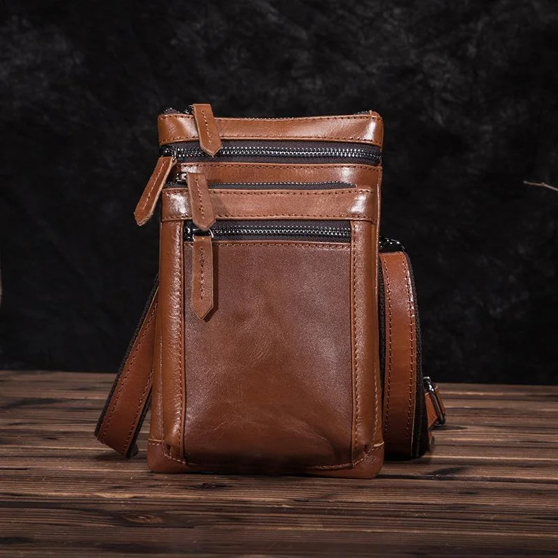 Brown Leather Men's Belt Pouch Small Shoulder Bag Side Bag Waist Bag Belt Bag For Men Unmissable Deals On Everyday Handbags