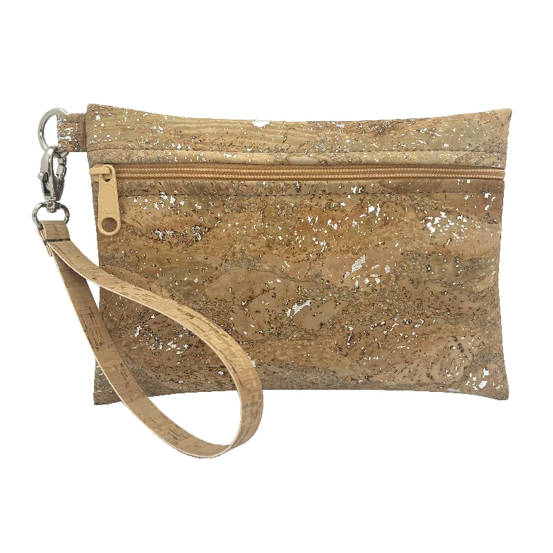 BE READY | Small Wristlet | Silver Splash Cork The Perfect Bag Sale For A Seasonal Refresh