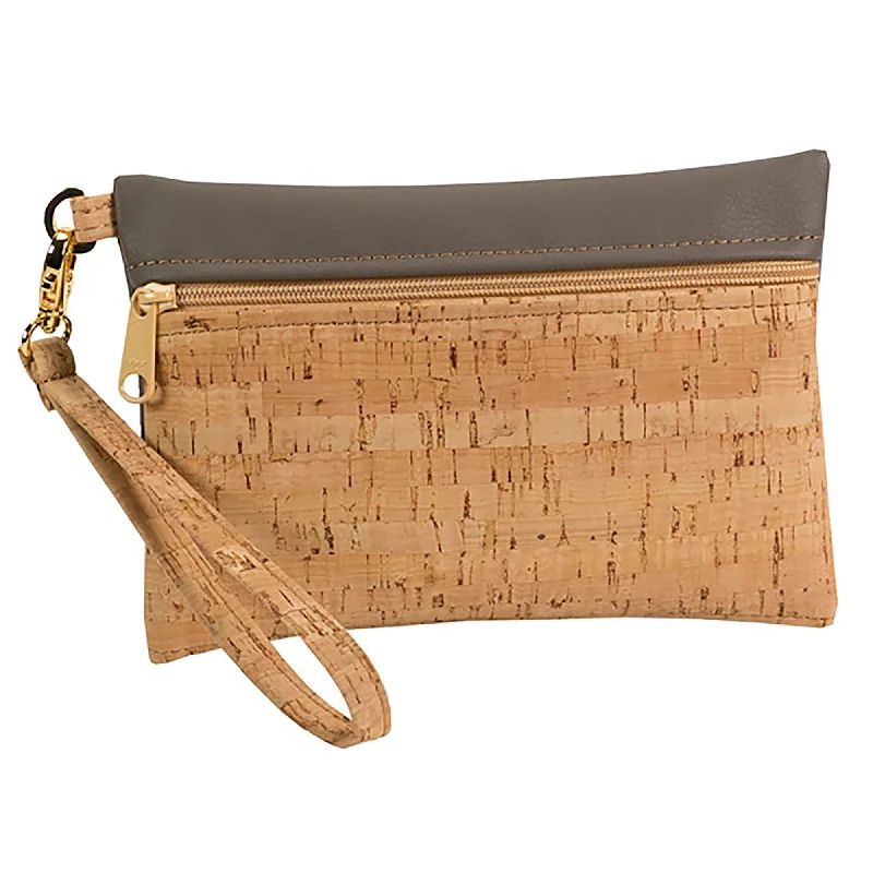 BE READY | Small Wristlet | Rustic Cork + Faux Leather Stylish Totes With Special Discounts