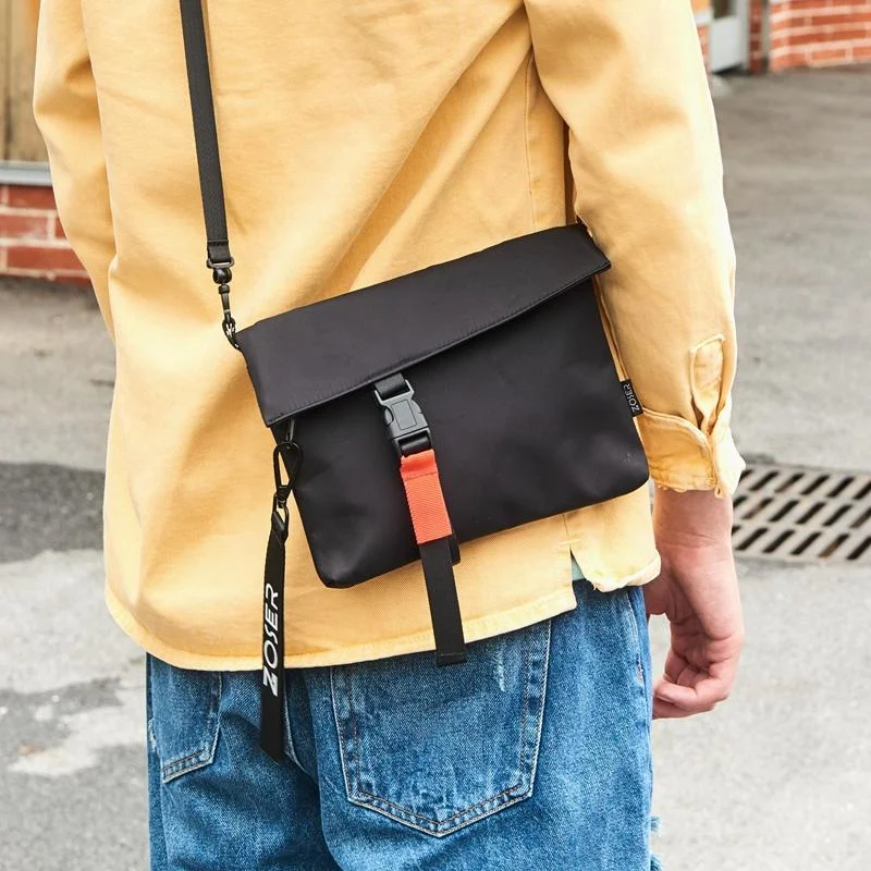Black Casual Nylon Mens SMall Side Bag Chest Bag Black Messenger Bag Courier Bag for Men Fashionable Handbags, Limited-Time Deals