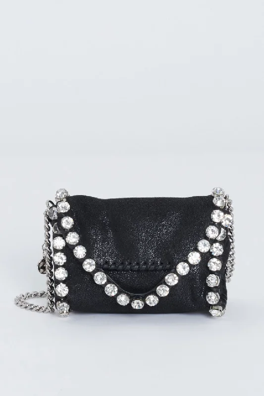 Black Falabella Tiny Crystal Preowned Bag Trendy Handbags At Limited-Time Discounts Black Falabella Tiny Crystal Preowned Bag Trendy Handbags At Limited-Time Discounts