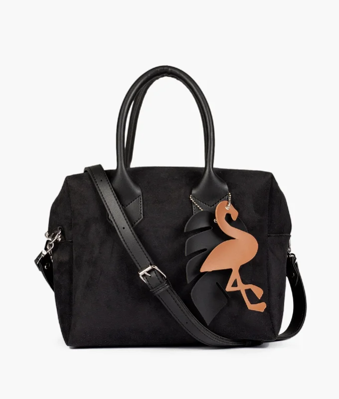 Black suede mini bowling bag Grab Your Favorite Handbags For Less