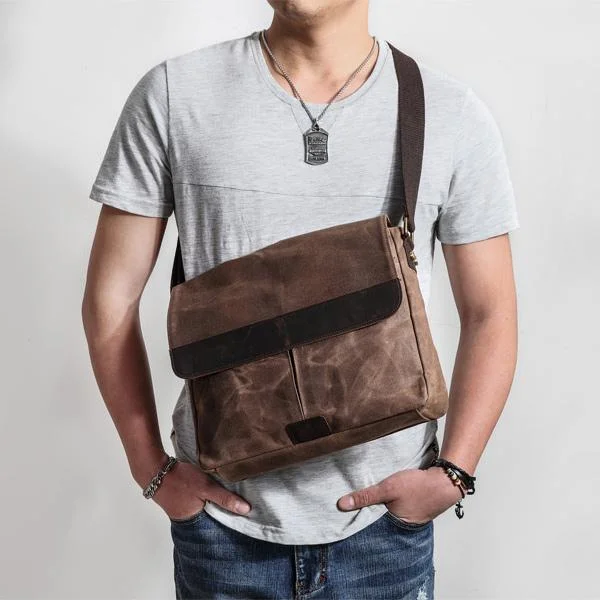 Casual Waxed Canvas Leather Brown Men's Side Bag Shoulder Bag Messenger Bag For Men Grab Stylish Bags Before They Sell Out Casual Waxed Canvas Leather Brown Men's Side Bag Shoulder Bag Messenger Bag For Men Grab Stylish Bags Before They Sell Out