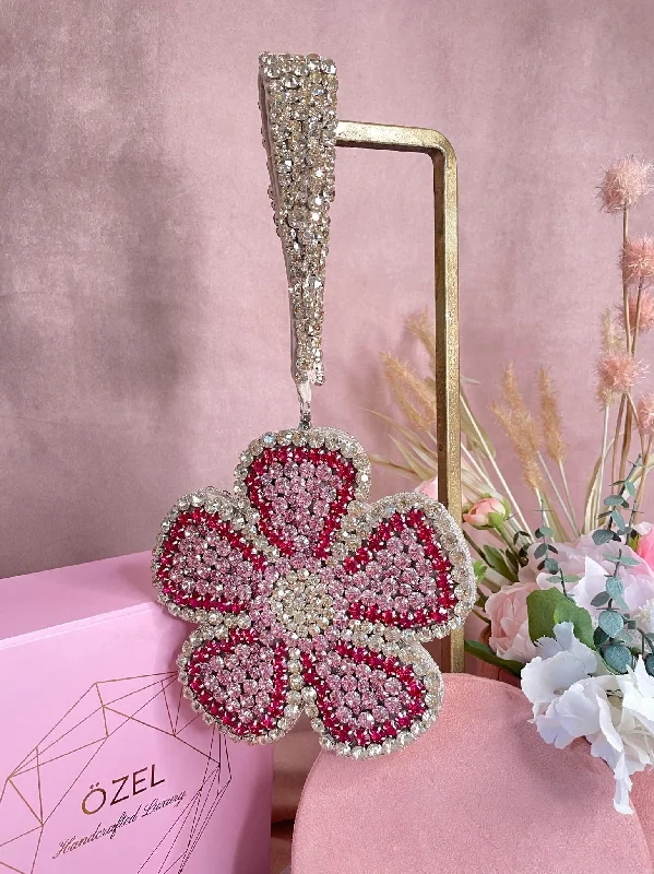 Pink & Gold Rhinestone Mini Flower Bag Best Deals On Premium Handbags
