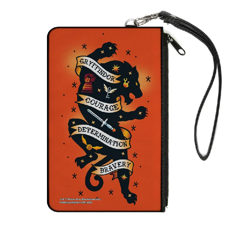 Canvas Zipper Wallet - LARGE - Harry Potter GRYFFINDOR Lion COURAGE DETERMINATION BRAVERY Tattoo Orange Premium Handbags With A Touch Of Elegance Canvas Zipper Wallet - LARGE - Harry Potter GRYFFINDOR Lion COURAGE DETERMINATION BRAVERY Tattoo Orange Premium Handbags With A Touch Of Elegance