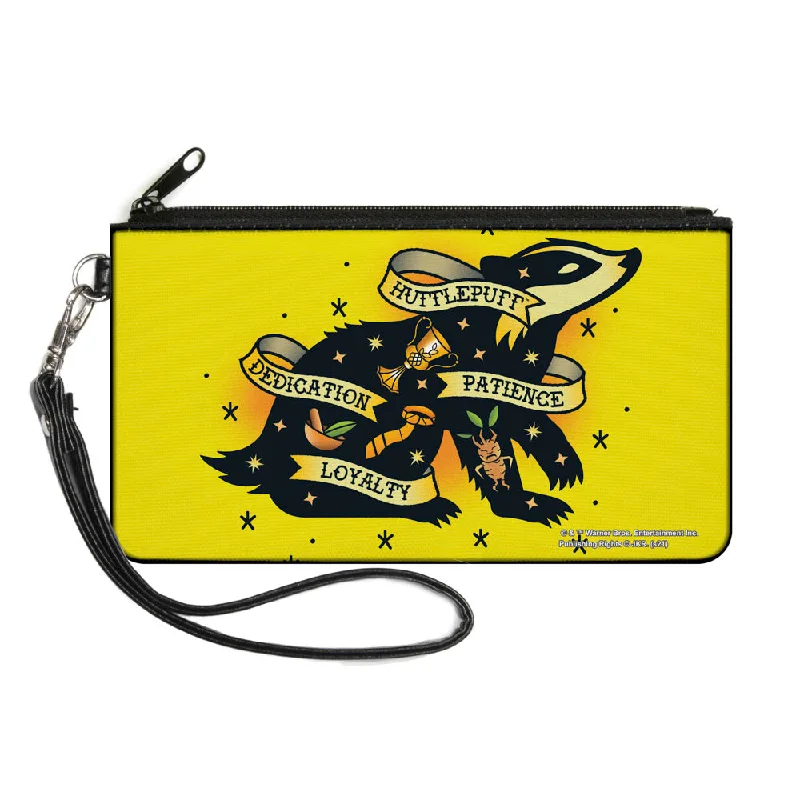 Canvas Zipper Wallet - LARGE - Harry Potter HUFFLEPUFF Badger PATIENCE DEDICATION LOYALTY Tattoo Yellow High-Fashion Handbags At Reduced Costs Canvas Zipper Wallet - LARGE - Harry Potter HUFFLEPUFF Badger PATIENCE DEDICATION LOYALTY Tattoo Yellow High-Fashion Handbags At Reduced Costs