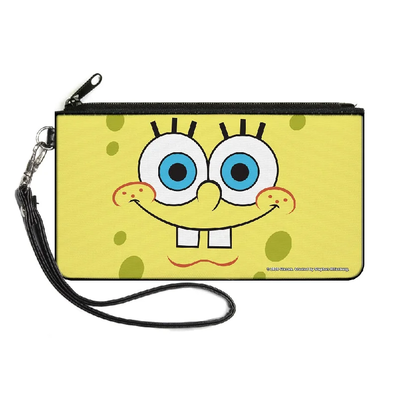 Canvas Zipper Wallet - LARGE - SpongeBob Face CLOSE-UP Yellows Premium Bags, Special Prices