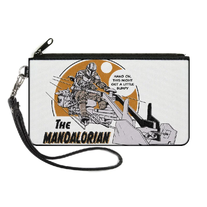 Canvas Zipper Wallet - LARGE - Star Wars THE MANDALORIAN Riding Speeder Bike with The Child HANG ON Quote White Grays Browns Chic And Affordable Bags – Grab Yours Today Canvas Zipper Wallet - LARGE - Star Wars THE MANDALORIAN Riding Speeder Bike with The Child HANG ON Quote White Grays Browns Chic And Affordable Bags – Grab Yours Today