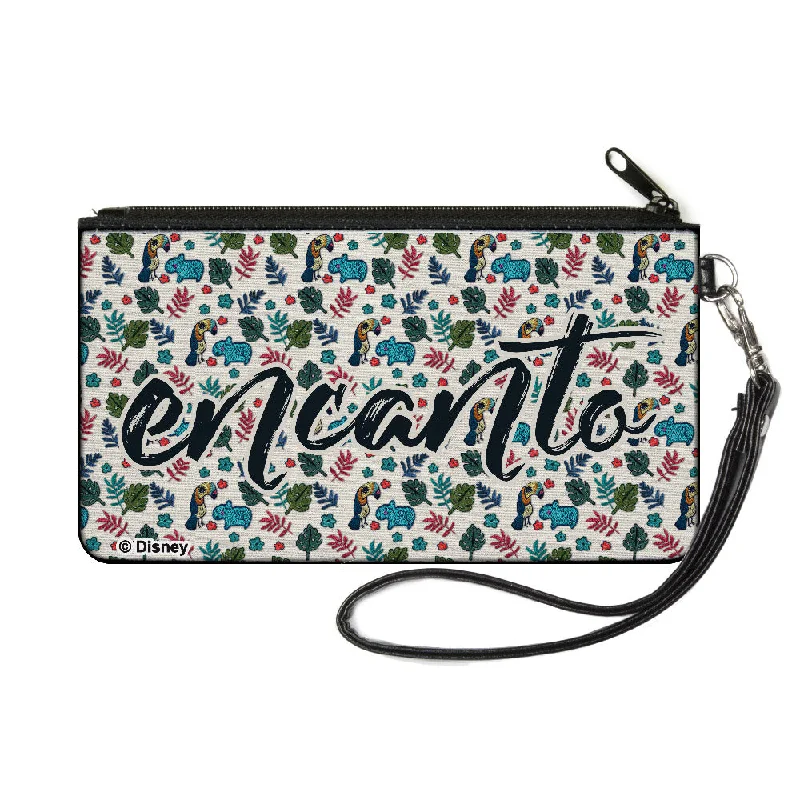 Canvas Zipper Wallet - SMALL - ENCANTO Script Logo White Statement Bags With Exclusive Savings