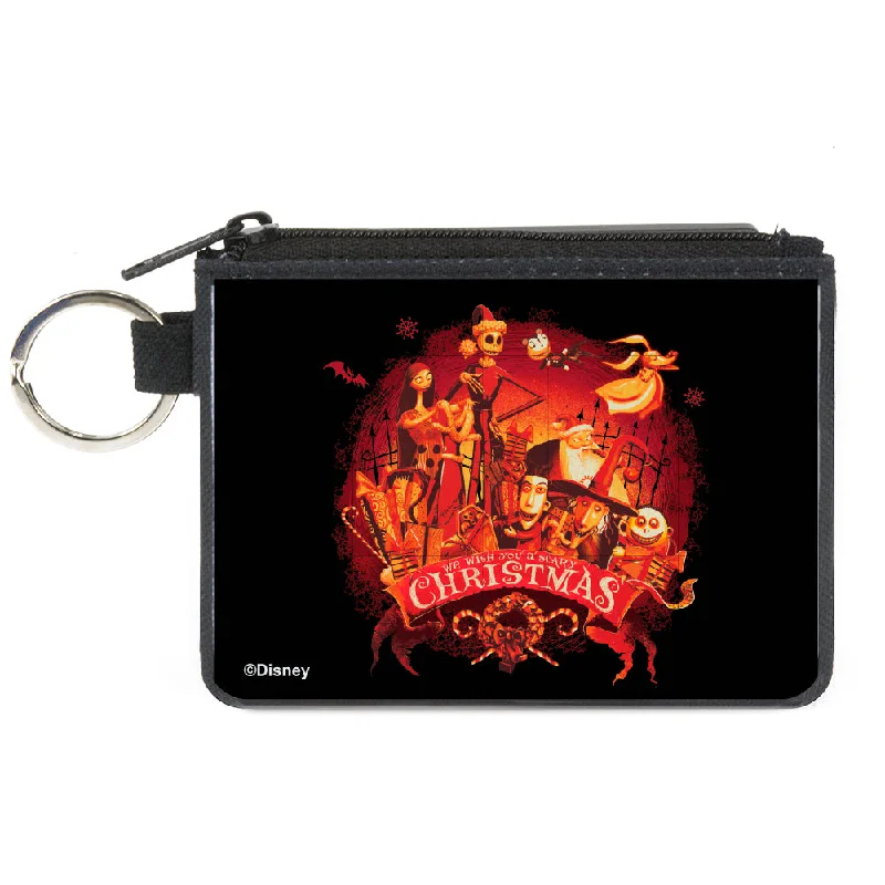 Canvas Zipper Wallet - MINI X-SMALL - The Nightmare Before Christmas WE WISH YOU A SCARY CHRISTMAS Group Pose Black Oranges Luxury Handbags At Budget-Friendly Rates