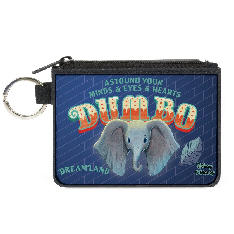 Canvas Zipper Wallet - MINI X-SMALL - Dumbo Face Feather ASTOUND YOUR MIND & EYES & HEARTS Circus Sign Blues Shop Stylish Bags At Unbeatable Prices