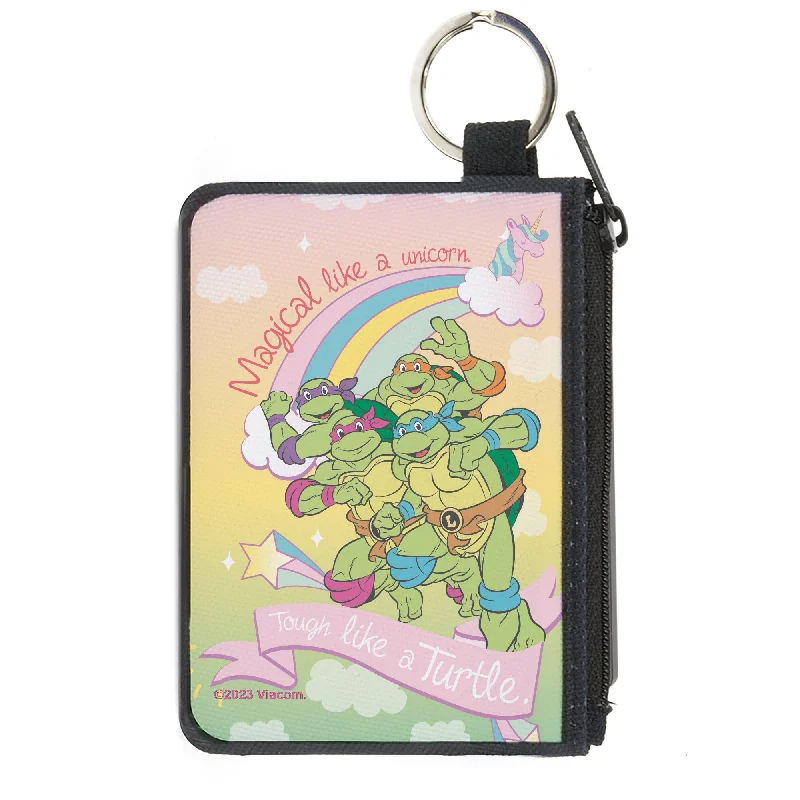 Canvas Zipper Wallet - MINI X-SMALL - Classic TMNT Turtles Pose19 MAGICAL LIKE A UNICORN-TOUGH LIKE A TURTLE Multi Pastel Stylish Handbags At Unbeatable Discounts