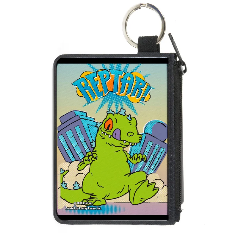 Canvas Zipper Wallet - MINI X-SMALL - Rugrats REPTAR! Destruction Scene Carry Elegance For Less