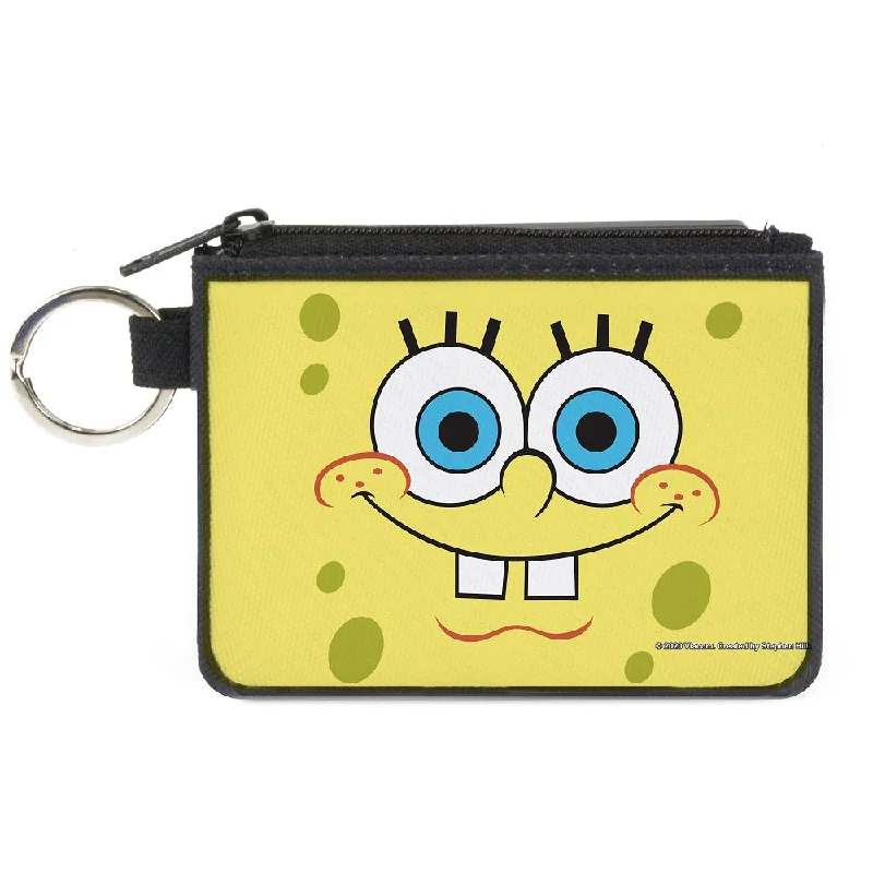 Canvas Zipper Wallet - MINI X-SMALL - SpongeBob Face CLOSE-UP Yellows Trendy Totes, Shop & Save