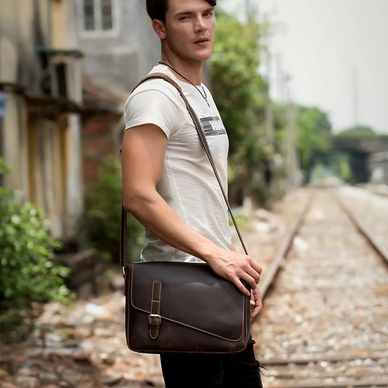 Cool Coffee Leather 13 inches Mens Small Postman Bag Messenger Bag Courier Bag for Men Luxury Totes At The Lowest Prices Of The Season Cool Coffee Leather 13 inches Mens Small Postman Bag Messenger Bag Courier Bag for Men Luxury Totes At The Lowest Prices Of The Season
