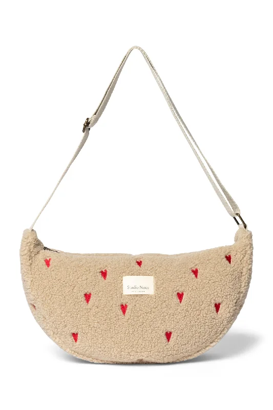 Ecru Teddy Hearts Adult Fanny Pack Fashionable Crossbody Bags At Special Offers