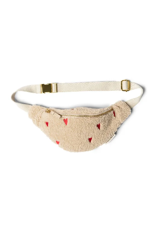 Ecru Teddy Hearts Mini Fanny Pack Classic And Modern Handbags Now More Affordable