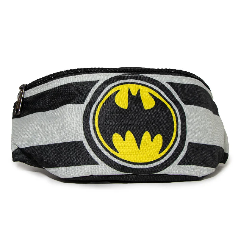 Fanny Pack - BATMAN Bat Signal Stripes Utility Belt Black Gray Yellow Fashion-Forward Bags At Exclusive Promotional Prices Fanny Pack - BATMAN Bat Signal Stripes Utility Belt Black Gray Yellow Fashion-Forward Bags At Exclusive Promotional Prices