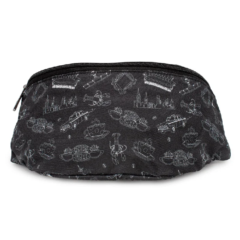 Fanny Pack - Friends Television Show Icons Outlines Scattered Black White Affordable Elegance, Grab Yours
