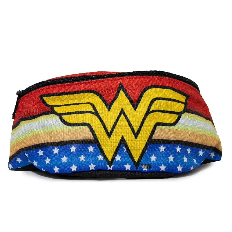 Fanny Pack - WONDER WOMAN Logo Stripe Stars Red Gold Blue White Trendy Backpacks With Big Discounts