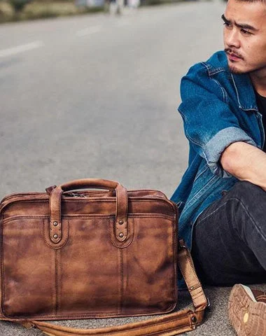 Vintage Leather Brown Mens Cool Large Briefcase Shoulder Bag Travel Bag for men Carry Elegance For Less Vintage Leather Brown Mens Cool Large Briefcase Shoulder Bag Travel Bag for men Carry Elegance For Less
