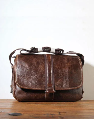 Handmade Genuine Leather Mens Cool Messenger Bag Sling Bag Chest Bag Bike Bag Cycling Bag for men Grab Your Favorite Handbags For Less