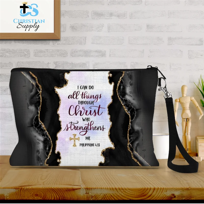 I Can Do All Things Through Christ Who Strengthens Me Black Wristlet Premium Handbags At Budget-Friendly Prices I Can Do All Things Through Christ Who Strengthens Me Black Wristlet Premium Handbags At Budget-Friendly Prices