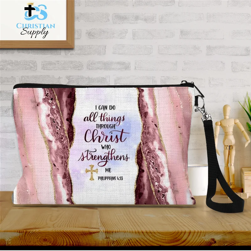 I Can Do All Things Through Christ Who Strengthens Me Light Pink Wristlet Limited-Stock Handbag Sale For A Stylish Look