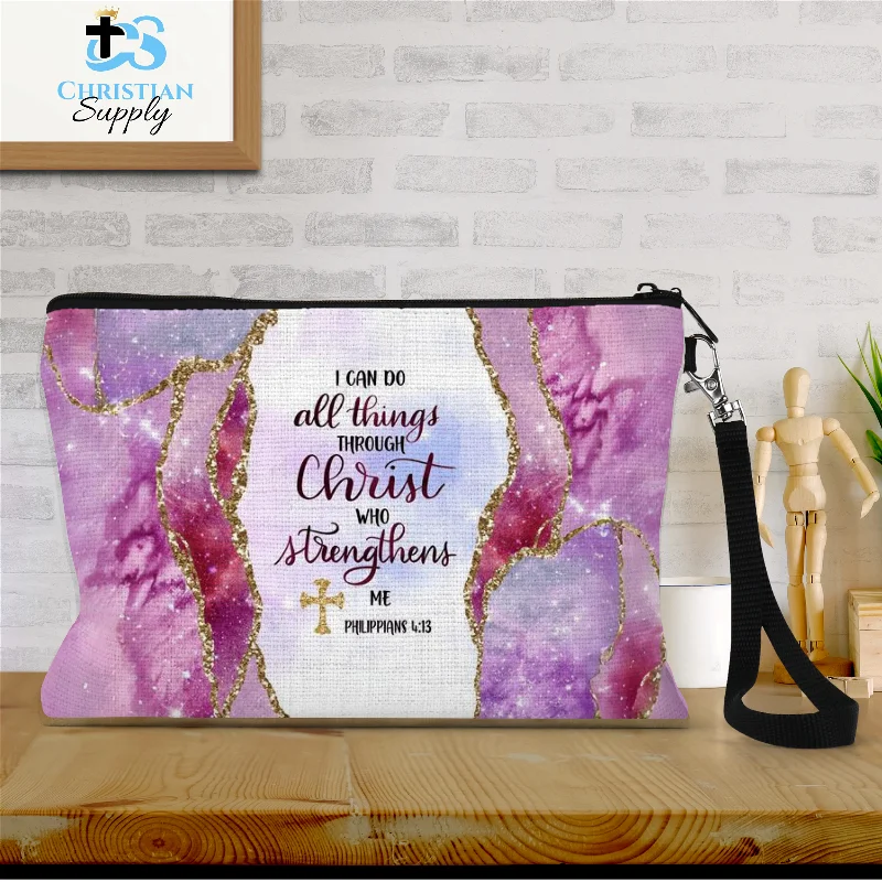 I Can Do All Things Through Christ Who Strengthens Me Pink 2 Wristlet Shoulder Bags, Crossbody Bags, And More On Sale